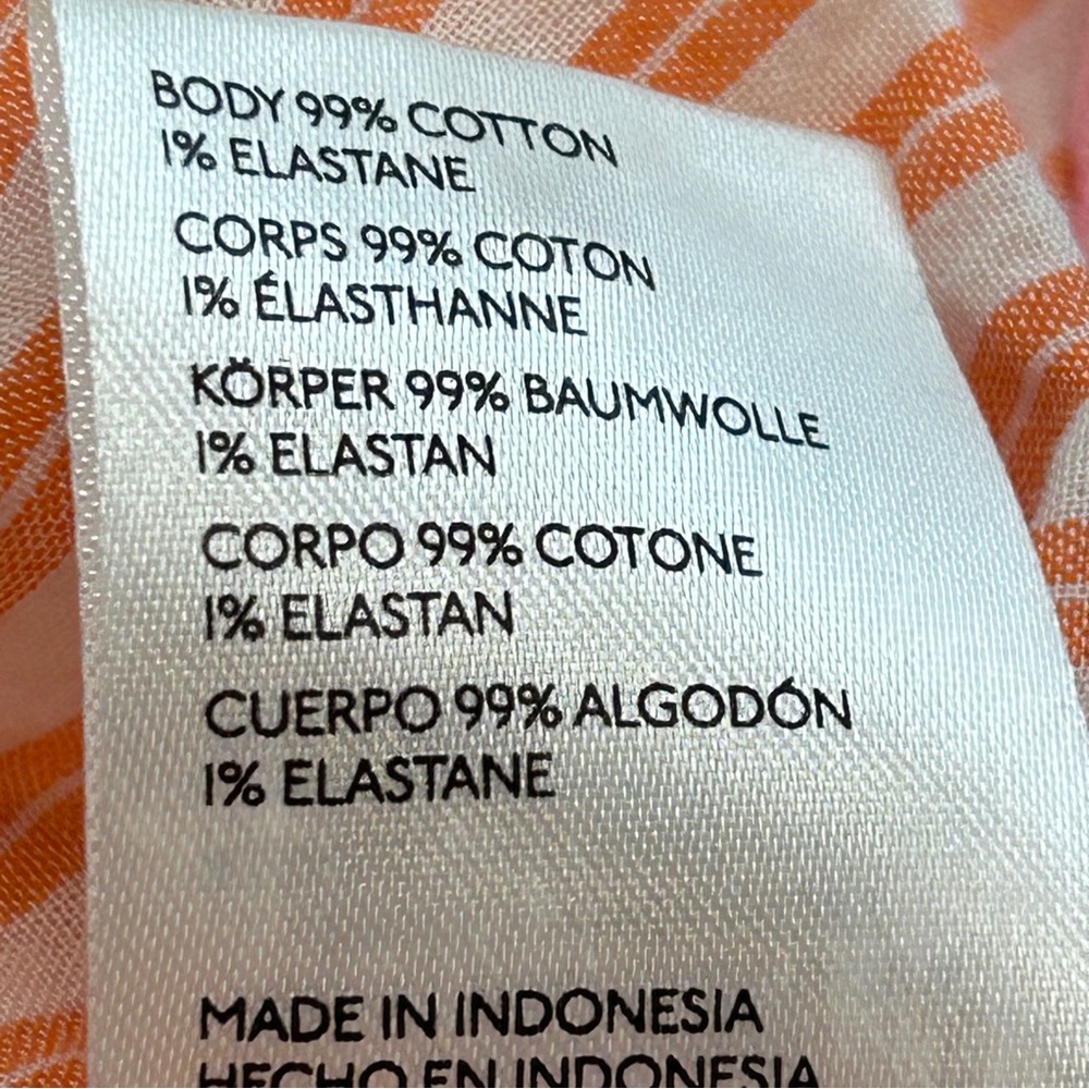 Anthropologie Maeve Button-Front Shirt Pink Orange Striped size med - Picture 8 of 10